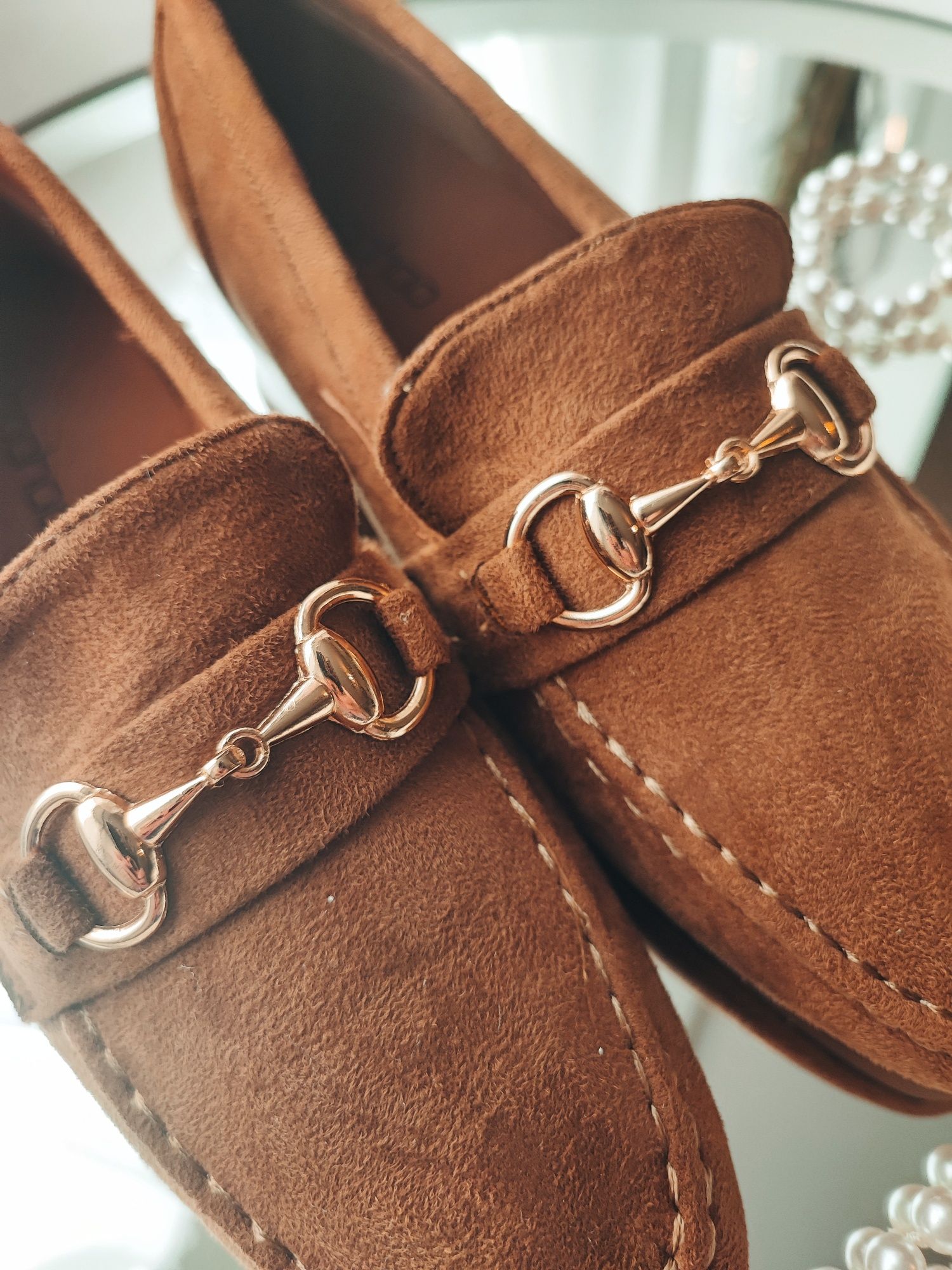 Nowe a'la zamszowe loafersy damskie Boohoo - rozm 35, 5