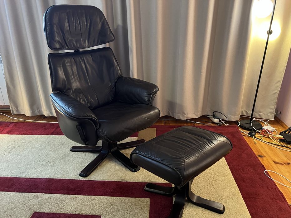 Шкіряне Крісло Реклайнер з Данії Темнокоричнове