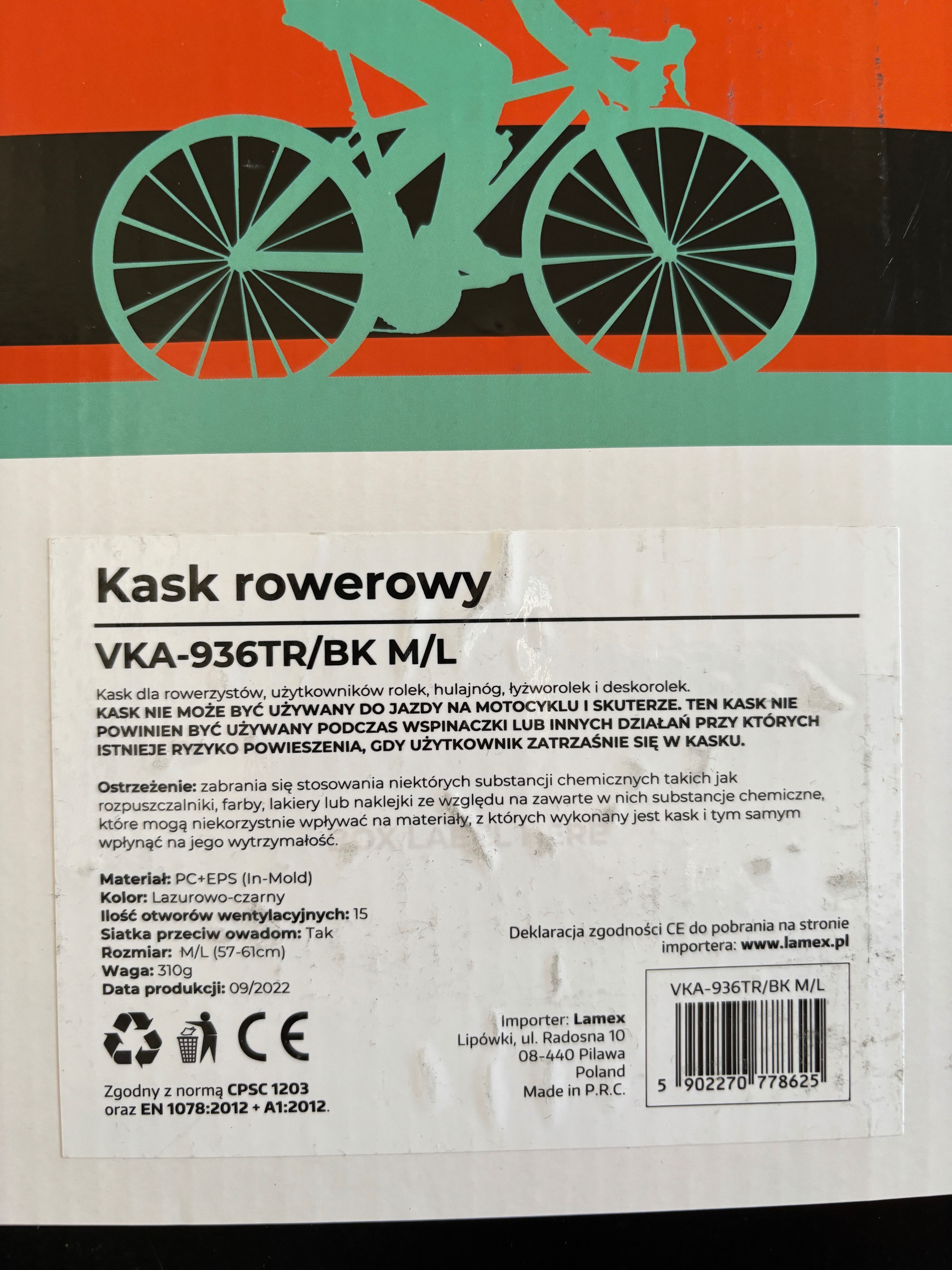 Kask rowerowy VOGEL VKA-936TR/BK M/L