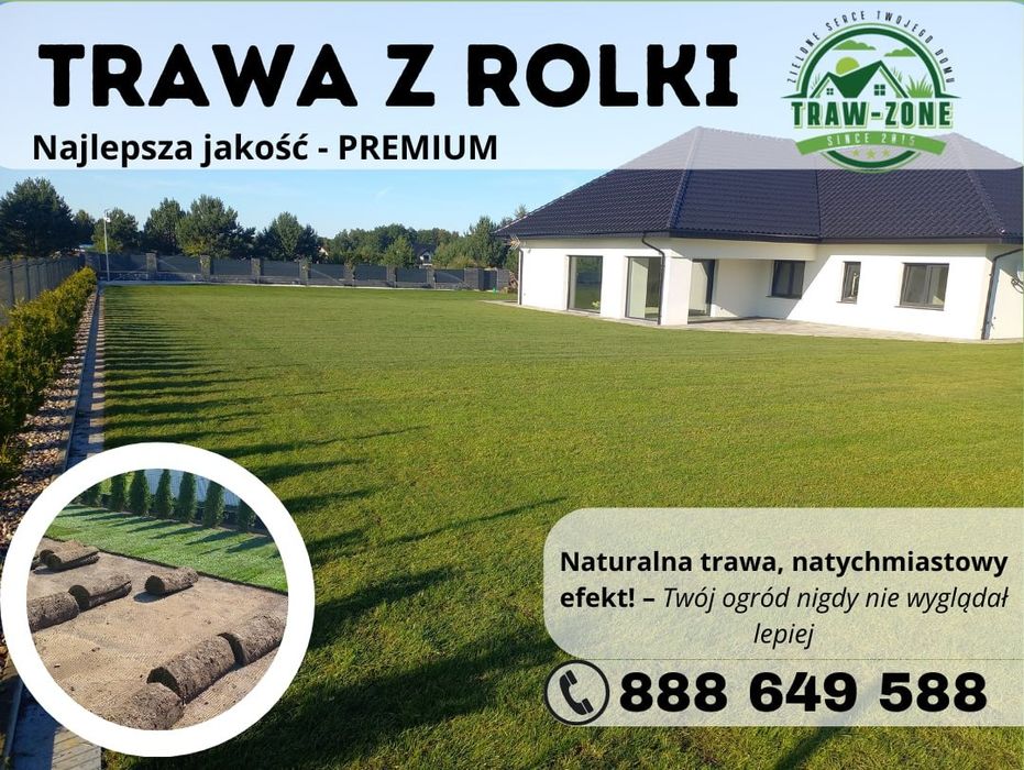 40m² trawy z rolki+transport – plantacja