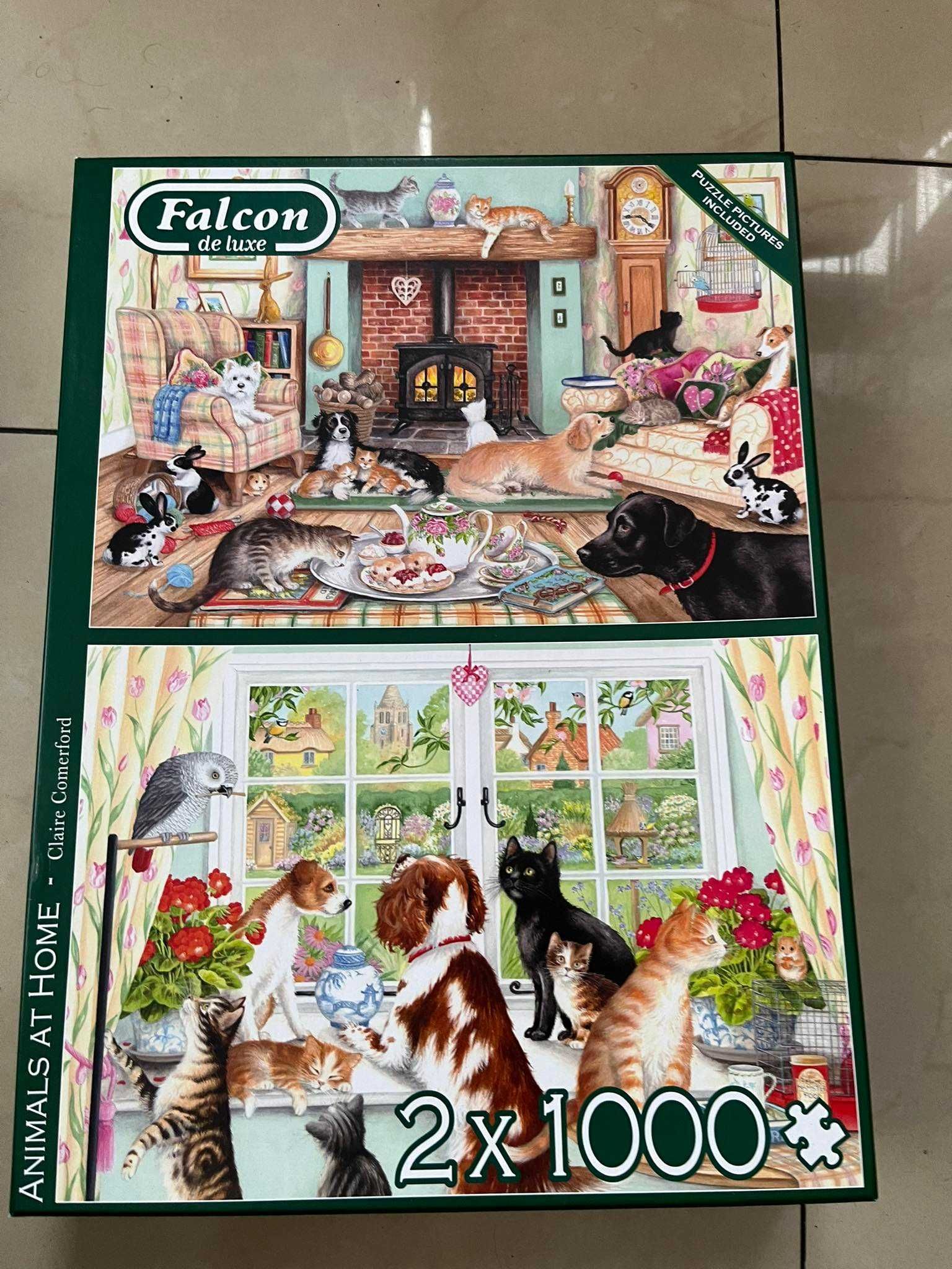 Puzzle Falcon de luxe Animals at Home pies kot 2000