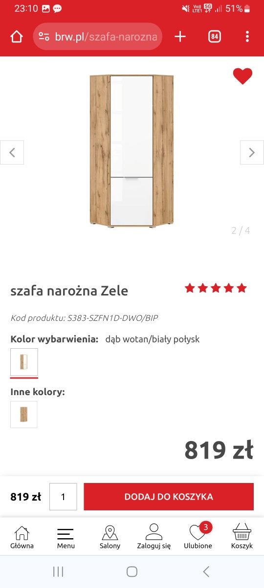 Nowa Szafa narożna brw