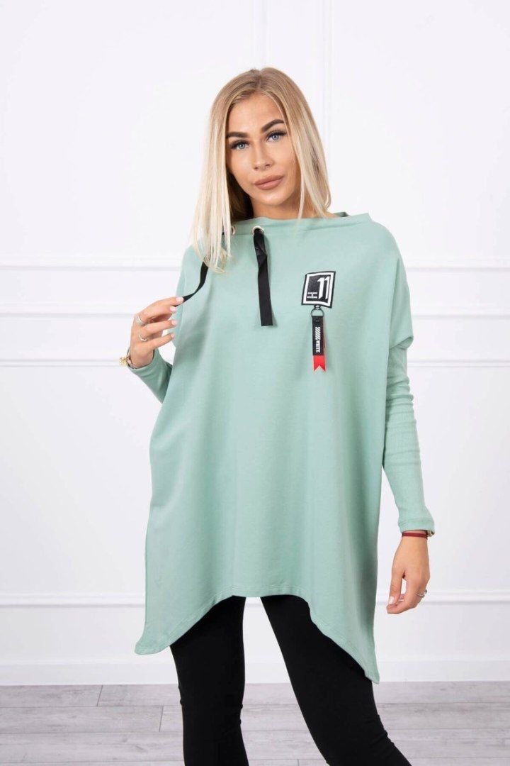 Bluza oversize z asymetrycznymi bokami miętowa