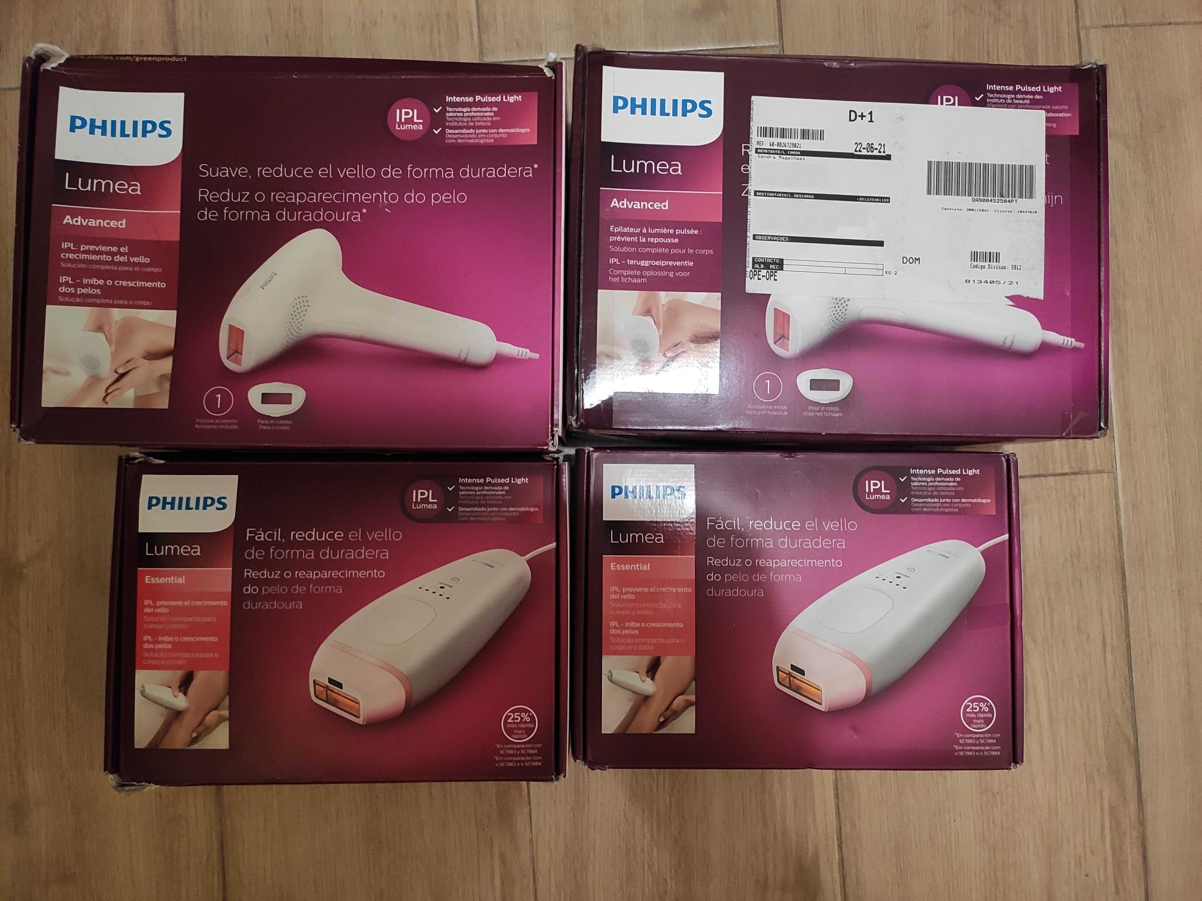 4 Depiladoras Luz Pulsada Philips Lumea Advanced e Essencial