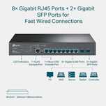tp-link, switch zarządzalny, JetStream, 8 portów Gb, 2 sloty SFP