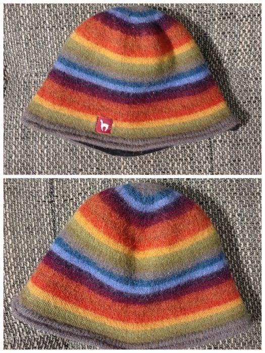 Тепла вязана шапка з вовни альпаки Arco Iris Alpaca wool. М (51-57см)