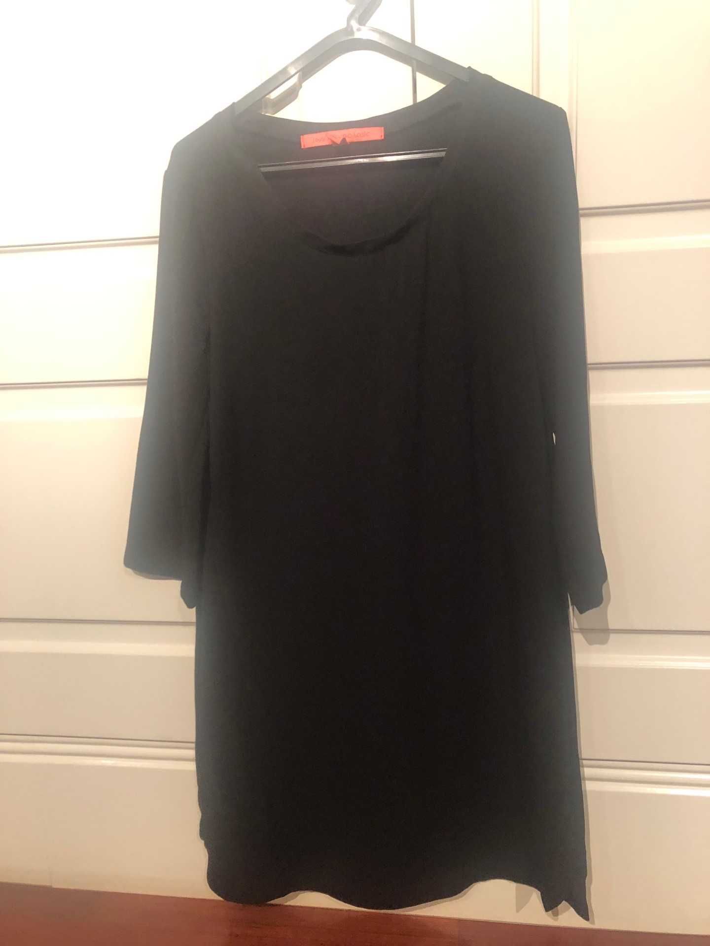 vestido preto liso em malha muito elegante marca MANGO  S