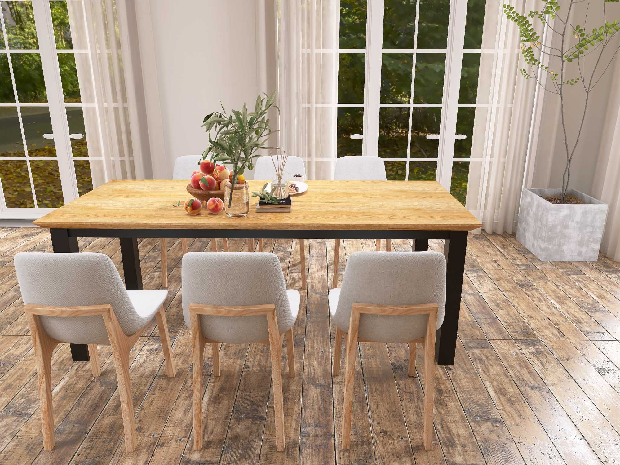 Duży stół do salonu i jadalni drewniany, dębowy loft/industrialny