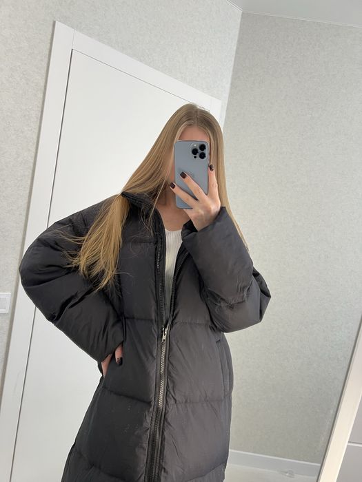 Пуховик ковдра довгий максі  натуральний пух пухове пальто парка