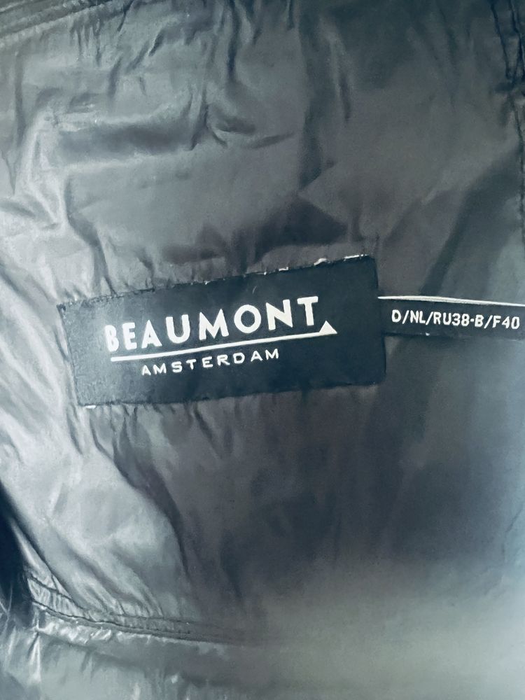 Beaumont długa lekka kurtka puchowa damska M L czarna