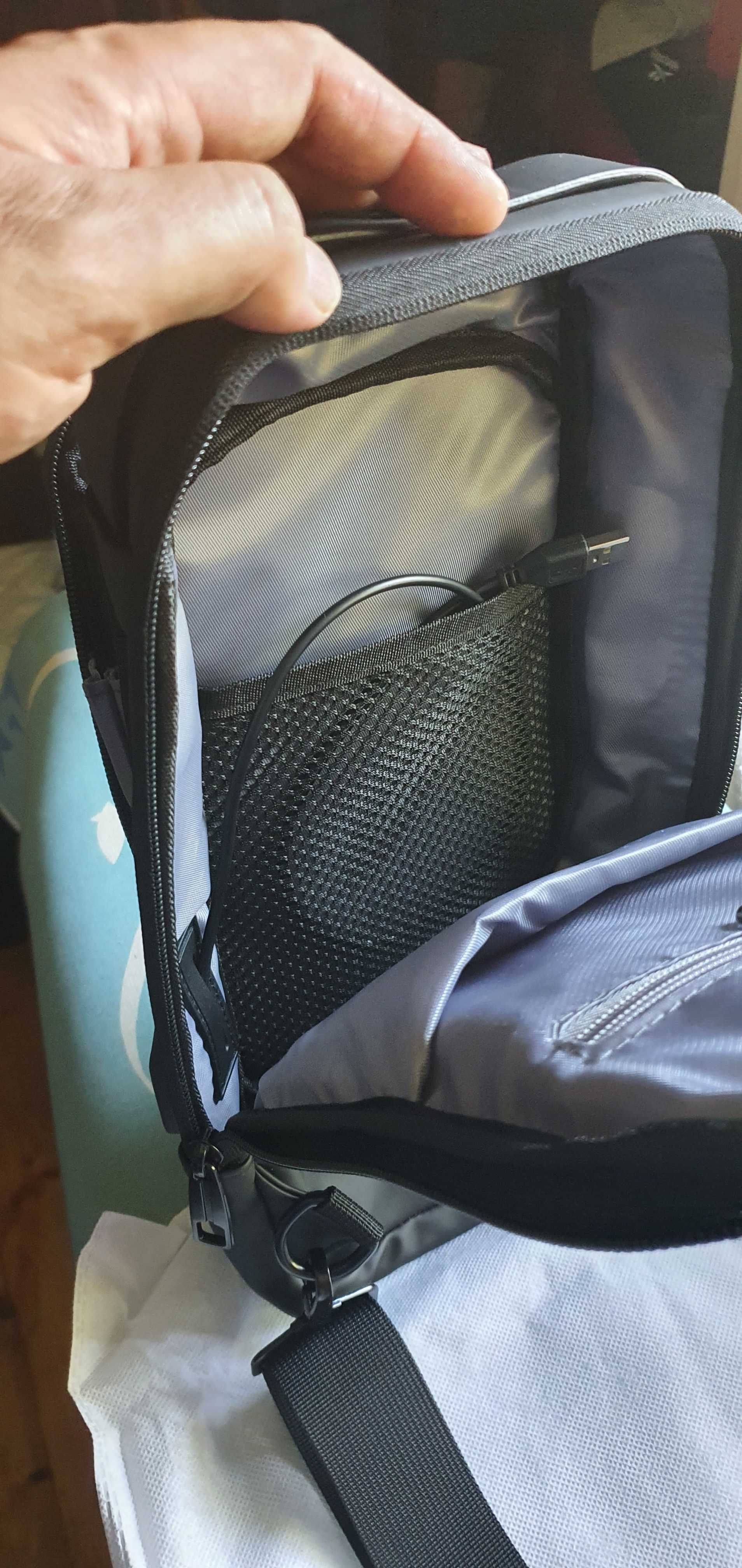 Plecak na ramię Fasion, antykradzieżony system TSA, USB, mały, zgrabny