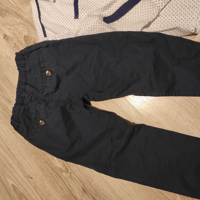 Koszula biała 116 spodnie, Elegancki komplet