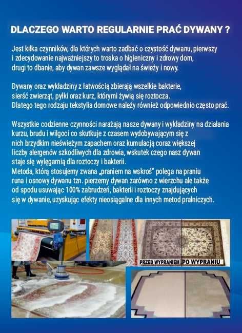 Pranie Dywanów metodą "Na Wskroś" Konin Zadzwoń zapytaj o wycenę