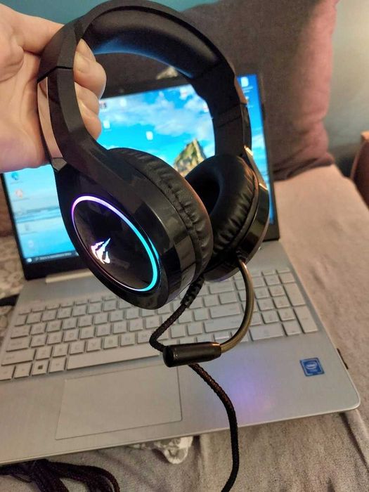 Słuchawki Gamingowe Przewodowe Podświetlane Z Mikrofonem Nauszne