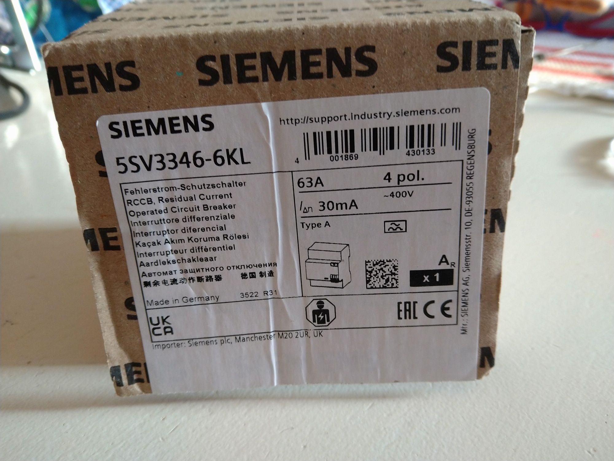 Interruptor diferencial da Siemens