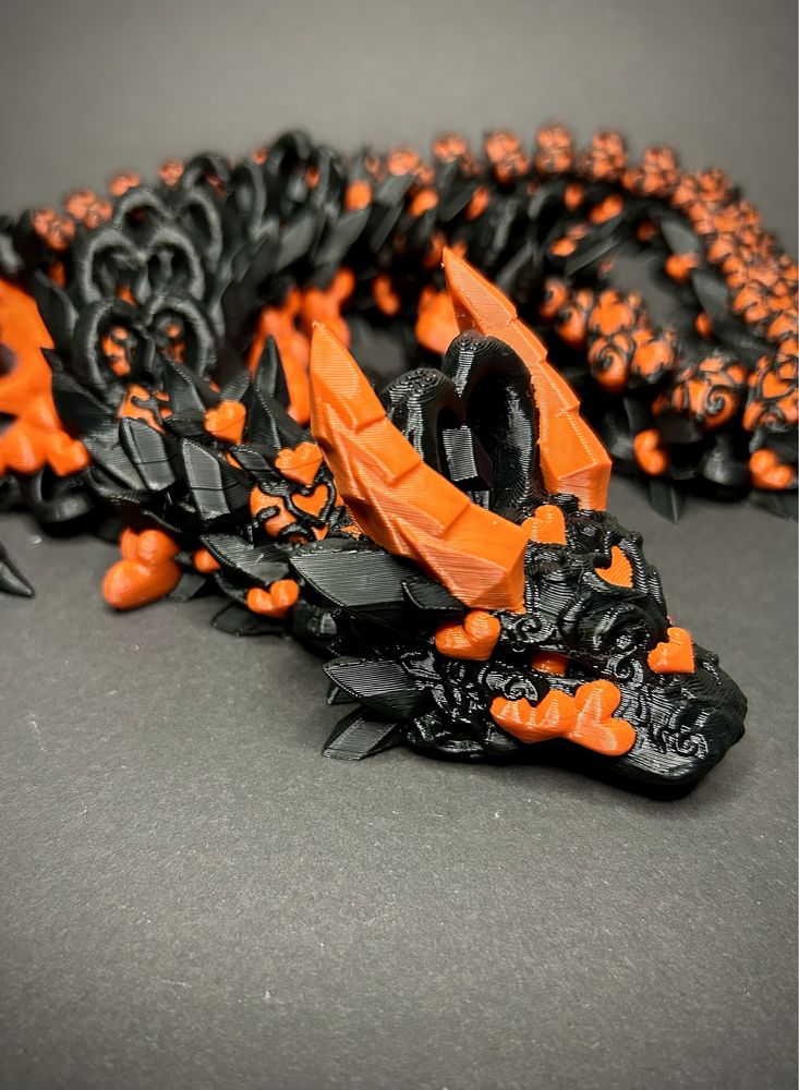 Przegubowy Walentynkowy smok czarne serce 69cm zabawka dragon