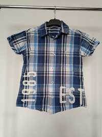 Niebieska koszula w kratę dla chłopca rozmiar 128