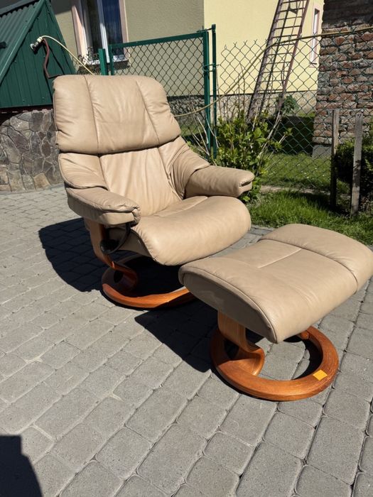 Крісло реклайнер Stressles шкіряне крісло для відпочинку (00103)