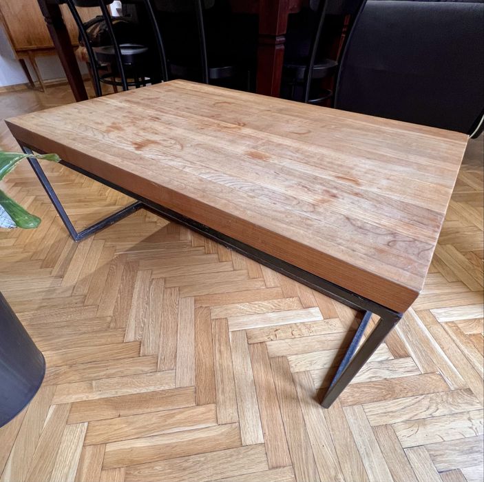 Stolik kawowy stół ława dębowy stalowy loftowy