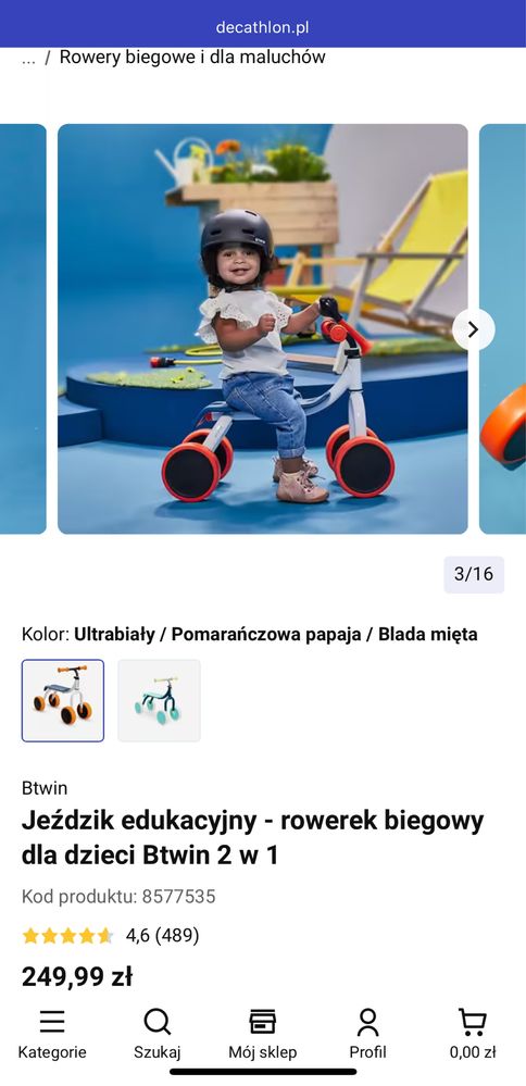 Jeździk edykacyjny rowerek biegowy dla dzieci BTWIN 2w1