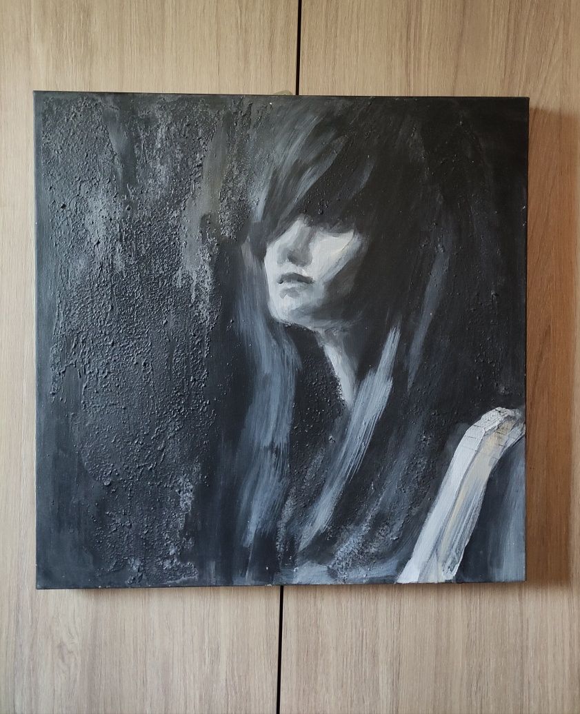 Obraz akrylowy na płótnie 50x50 cm ręcznie malowany "Face II"