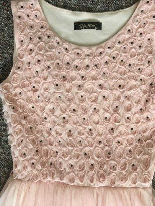 Платье свадебное длинное фатиновое пудровое р.40-42