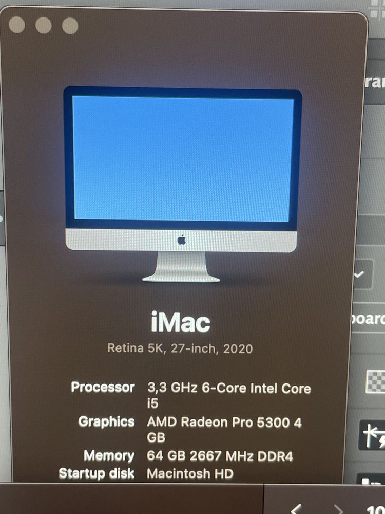 iMac 27” 2020 5K i5 Radeon 64ram