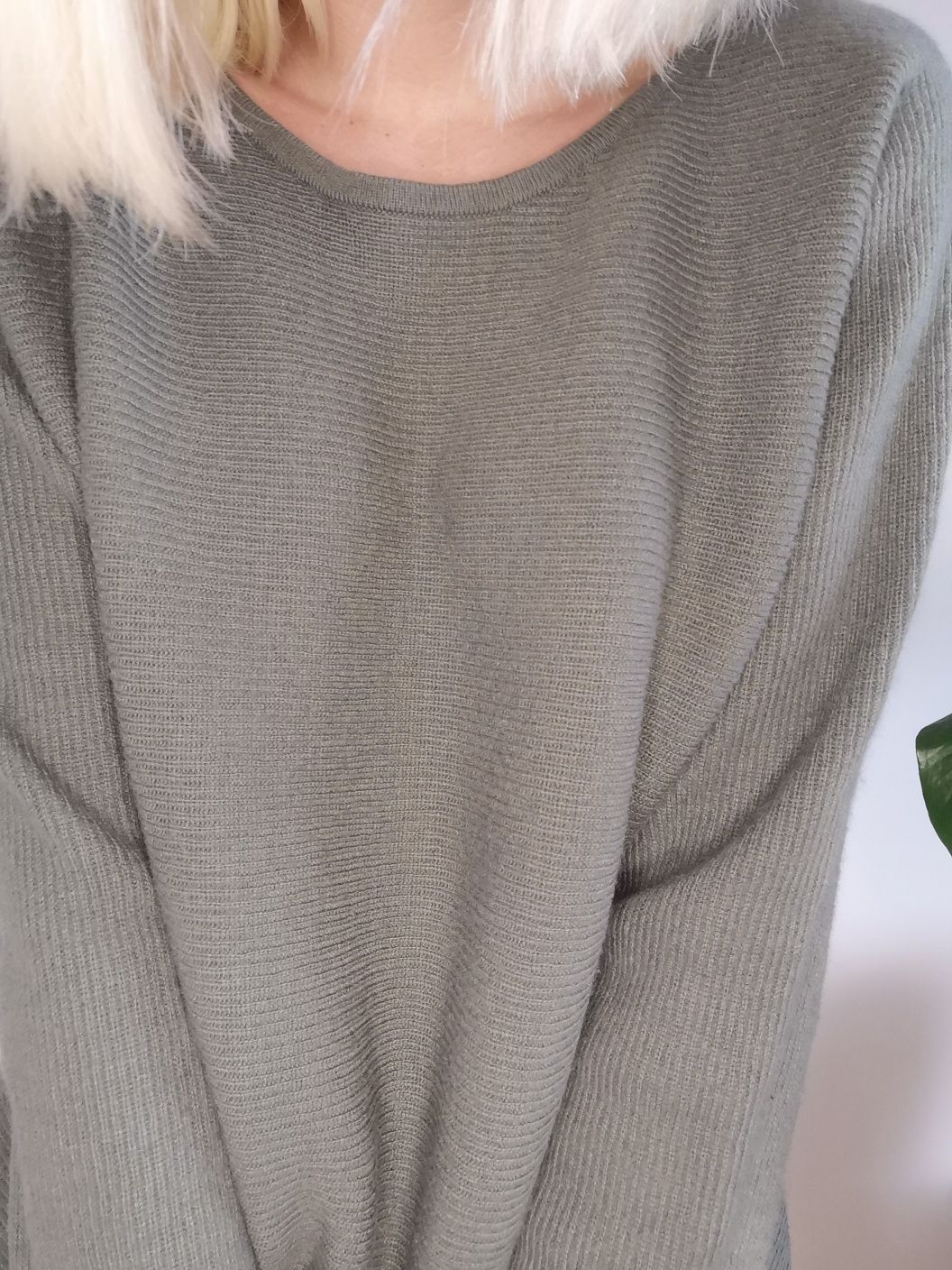 Prążkowany sweter oversize boho wełna wiskoza Marie Philippe