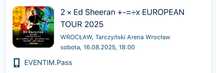 2szt Bilety Ed Sheeran Wrocław
