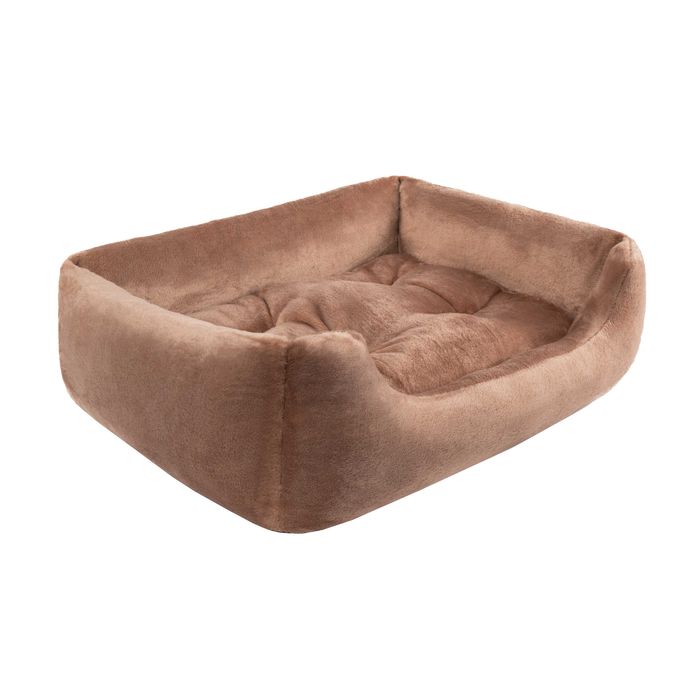 Лежанка відкрита плюшева для собаки або кота, S (38*48*12см), Карамель