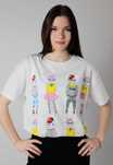 T-SHIRT damski kolorowy print koty cekiny dżety GLAMOUR 38 40