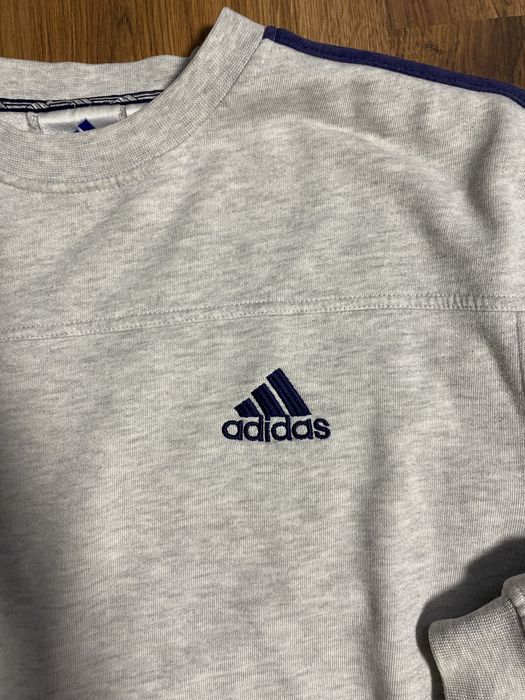 Винтажный серый свитшот adidas с лампасами