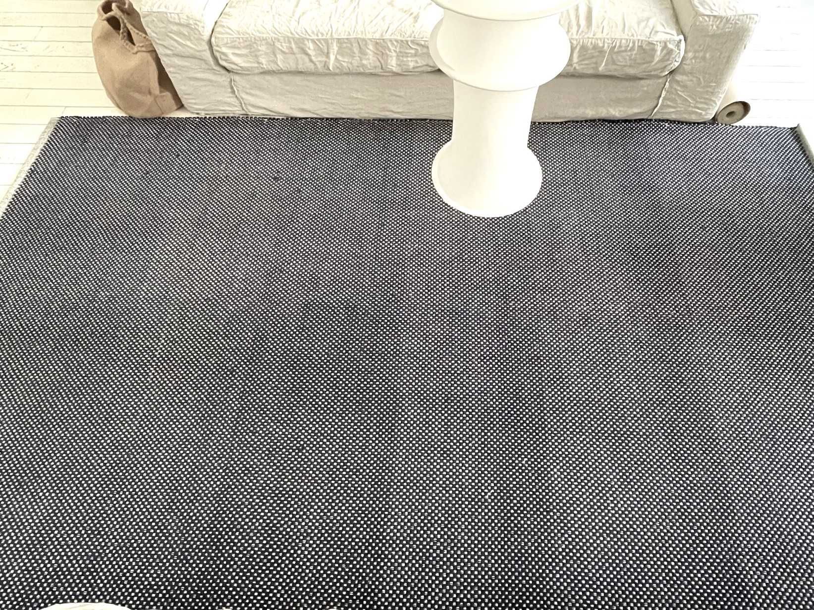 Dywan 200x330 cm, 100% bawełna, granatowo-kremowa plecionka