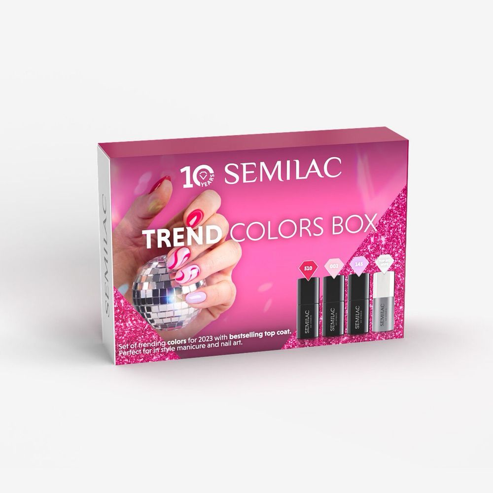 Zestaw prezentowy lakierow hybrydowych TrendBox Semilac + gratis