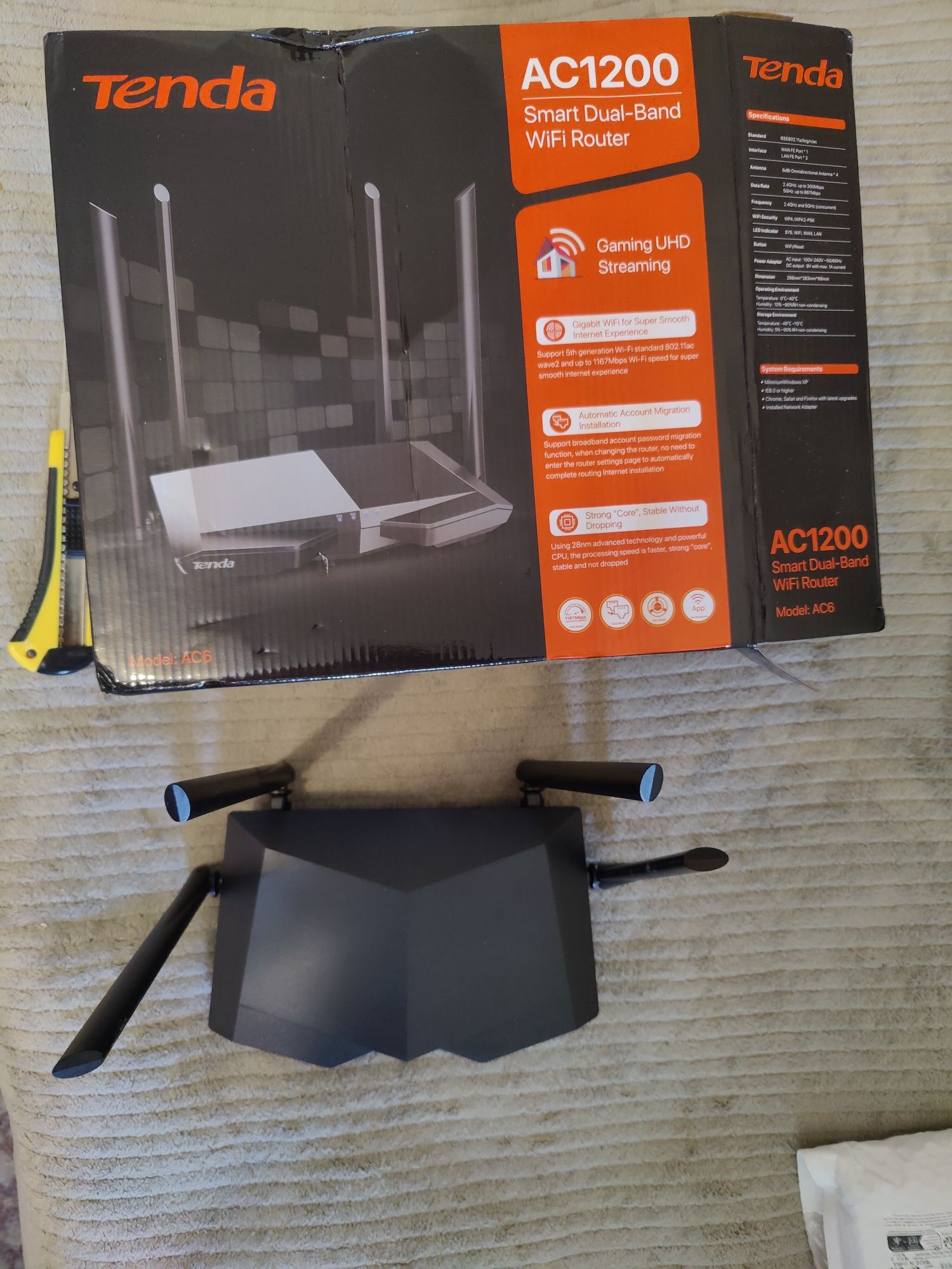 Маршрутизатор Tenda AC6 WiFi5/AC1200/1 Гбит/с