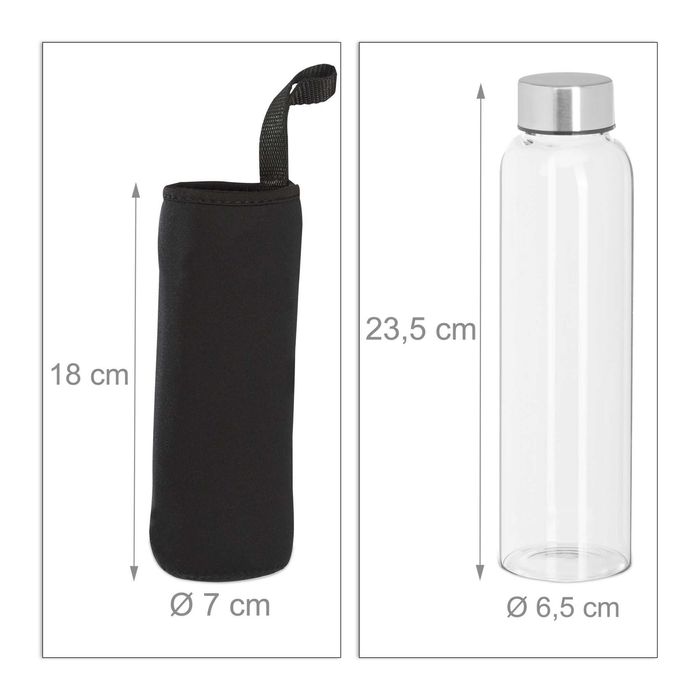Butelka do napojów szklane 500 ml Zestaw 6 sztuk Relaxdays
