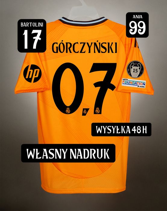 Koszulka Real Madryt 2024/2025  wyjazdowa WŁASNY NADRUK r. S 48h