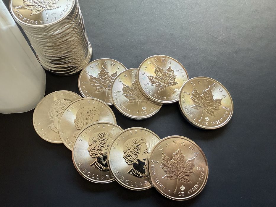 Onças de prata fina 1OZ Maple Leaf Canadá Novas