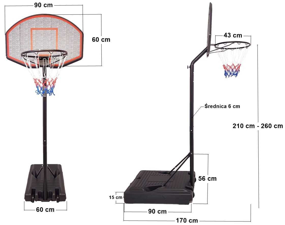 Kosz do Koszykówki Mobilny Regulowany Stojak 190-250CM