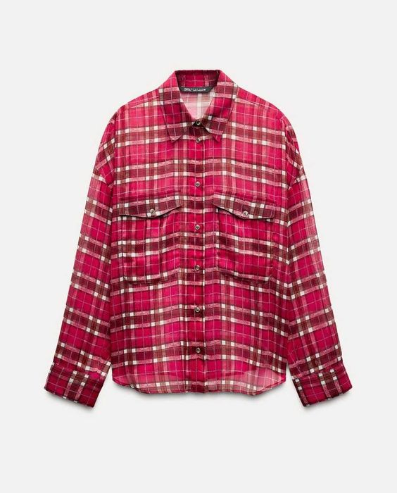 Жіноча сорочка Zara червона бордова святкова р М