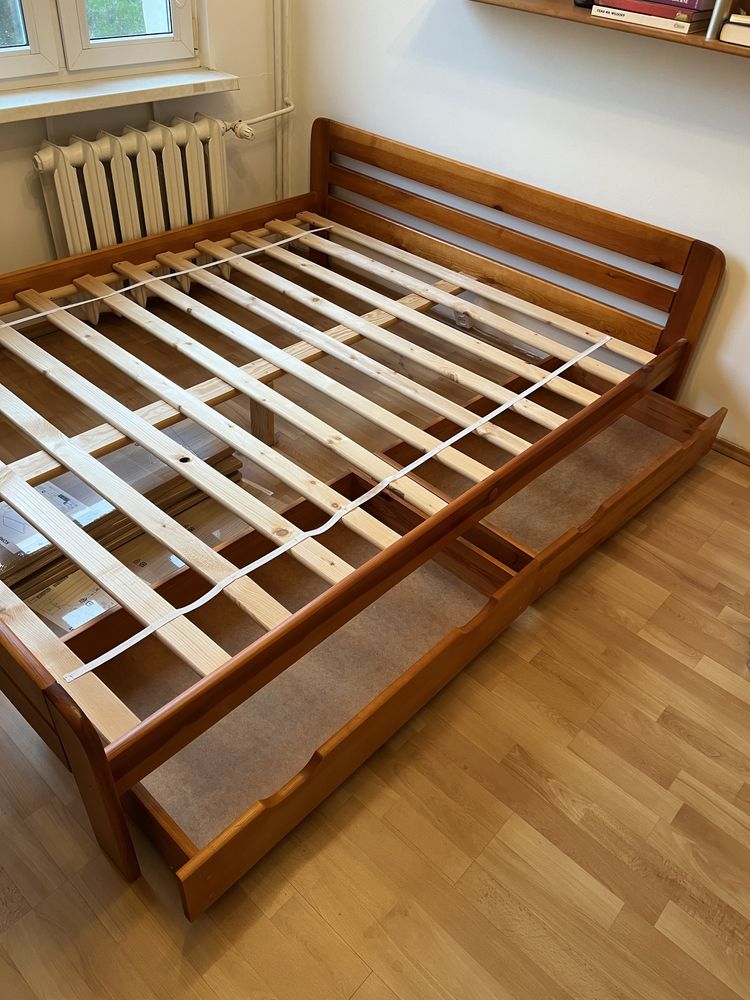 Łóżko 160x200cm sosnowe materace w zestawie 2x 80x200