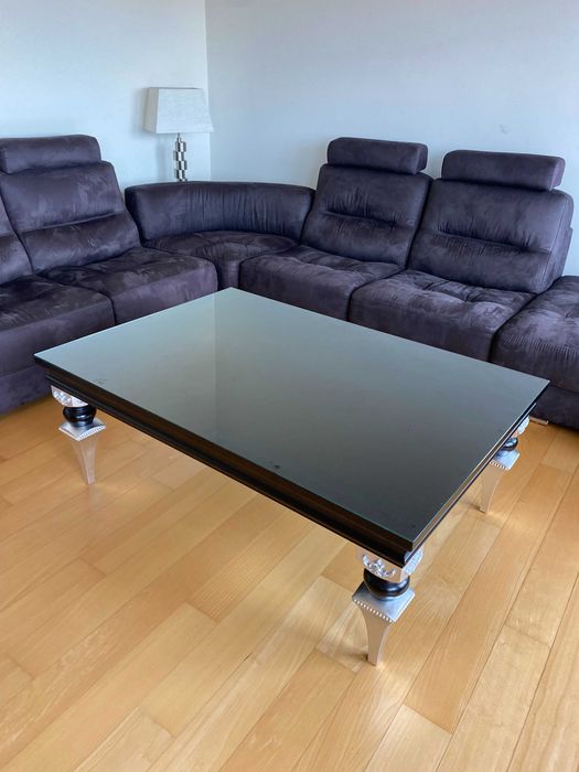 Mesa de centro vidro e madeira em excelente estado