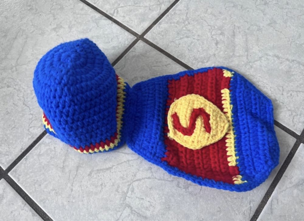 Nowy strój sesja noworodkowa Superman granatowy niemowlę