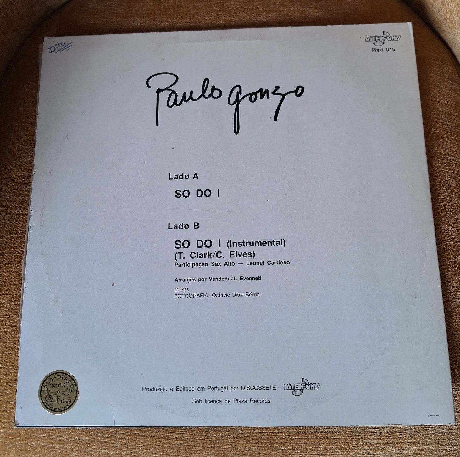Vinil Paulo Gonzo "So do I", 1985
