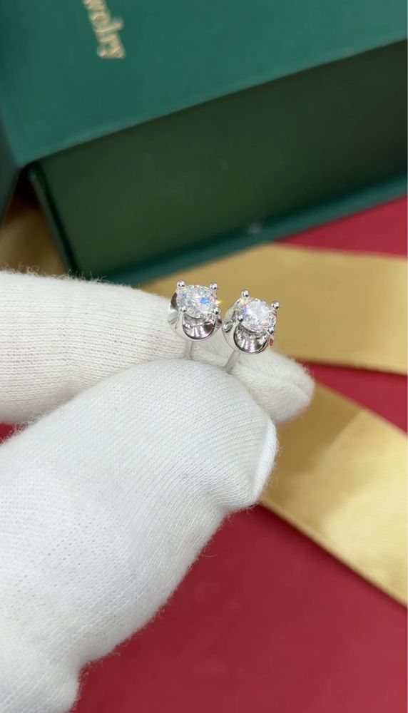 Сережки GIA з діамантами 1.11ct золото  бриллианты пусеты