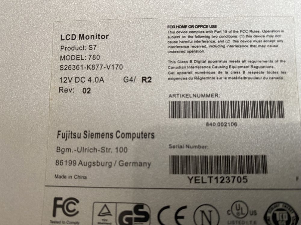 Podstawka do monitora Fujitsu Siemens Computers model 780