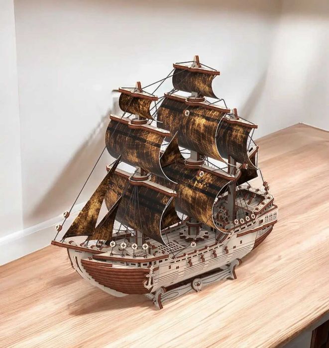 Дерев'яний конструктор, 3D-пазл, Піратський корабель, 156 деталей