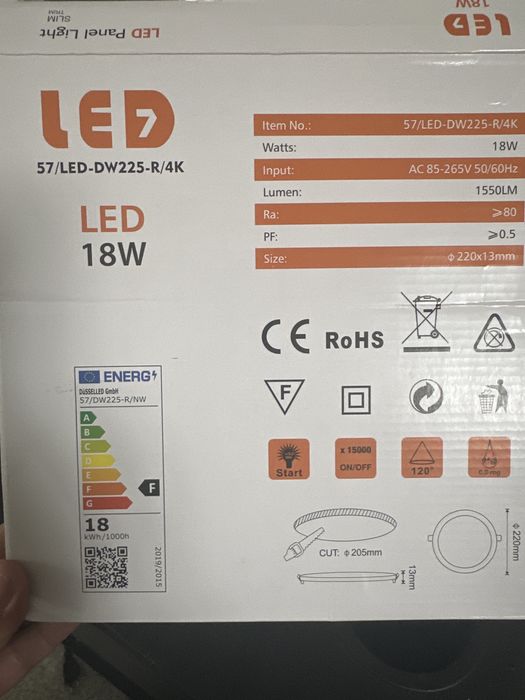 Foco led para teto 18w