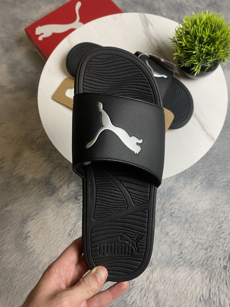 Продам мужские сланцы тапки шльопанци Пума Puma чорные большое лого