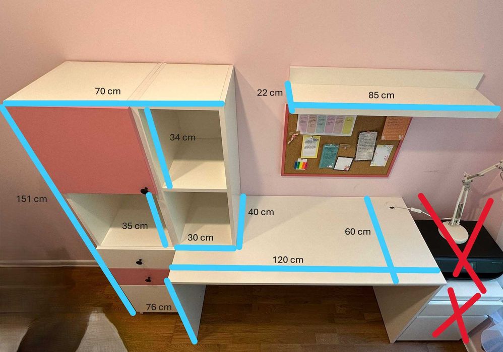 Super biurko robione przez stolarzai 120x60cm wraz z szafkami i półką